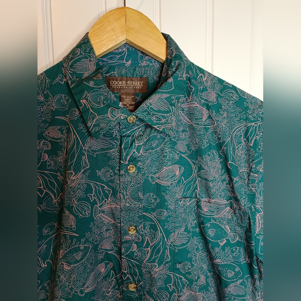 Medium Cooke Street Hawaiian Shirt Casual Fish Tropical Travel Cotton Island Dad